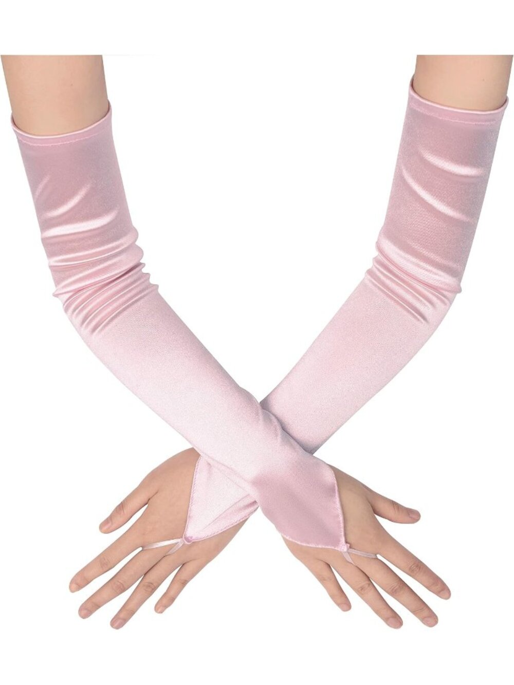 Women's Pink Fingerless 1920s V-shaped Hook Finger Flapper Opera Gloves